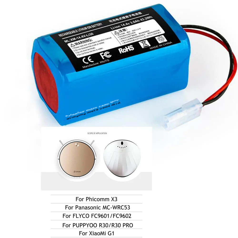 14.4V 3000mAh Li-ion Battery For Xiaomi G1 MI Robot Vacuum-Mop Essential MJSTG1 Puppy R30 R35 Robot Vacuum Cleaner Accessories
14.4V 3000mAh Li-ion Battery For Xiaomi G1 MI Robot Vacuum-Mop Essential MJSTG1 Puppy R30 R35 Robot Vacuum Cleaner Accessories