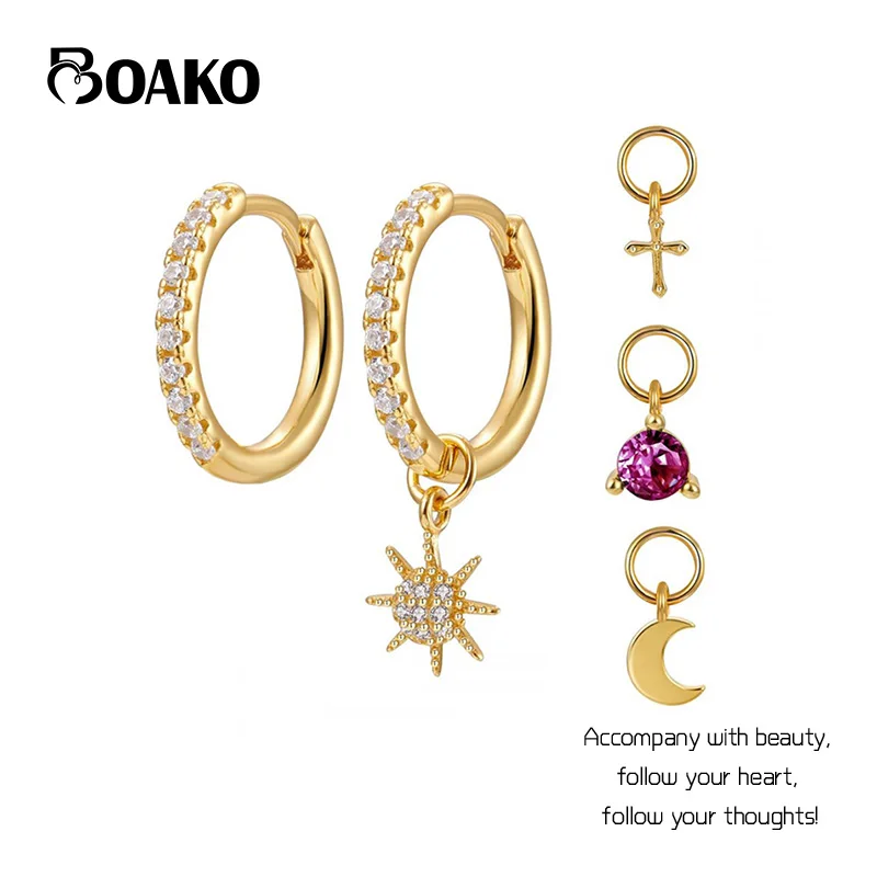Женские серьги с фианитом BOAKO, золотистые и Серебристые серьги-кольца со звездой и луной, 2021
Женские серьги с фианитом BOAKO, золотистые и Серебристые серьги-кольца со звездой и луной, 2021