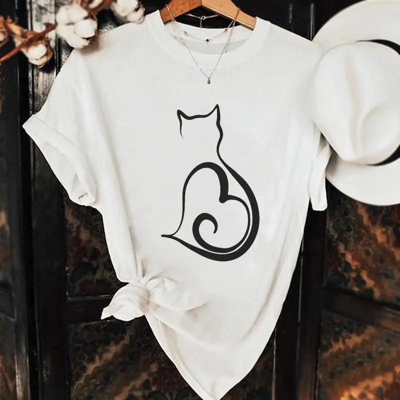 Cat Love Heart Printing Women Fashion Short Sleeve Casual Tshirt Top Clothing Female Summer Clothes 90s Graphic Tee T-shirt 
Cat Love Heart Printing Women Fashion Short Sleeve Casual Tshirt Top Clothing Female Summer Clothes 90s Graphic Tee T-shirt
