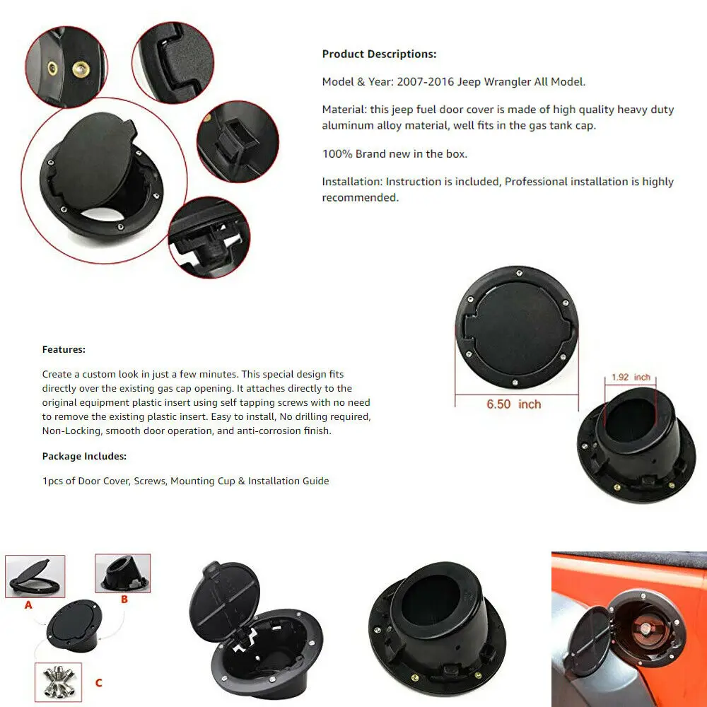 BROBIK Wrangler Fuel Tank Cap for 2007-2017 Jeep Wrangler JK JKU Sport X Sahara Unlimited Rubicon Fuel Filler Cap Black BrandNew
BROBIK Wrangler Fuel Tank Cap for 2007-2017 Jeep Wrangler JK JKU Sport X Sahara Unlimited Rubicon Fuel Filler Cap Black BrandNew