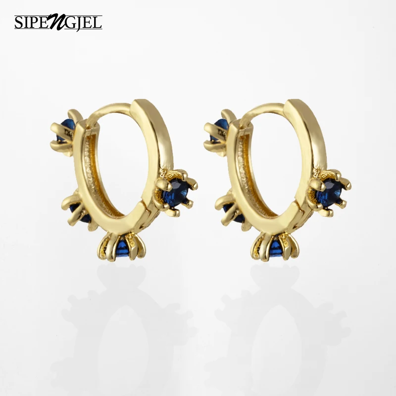 SIPENGJEL Fashion Blue Zircon Round Circle Hoop Earrings Punk Gold Plated Hoop Earrings for Women Party Jewelry Gift
SIPENGJEL Fashion Blue Zircon Round Circle Hoop Earrings Punk Gold Plated Hoop Earrings for Women Party Jewelry Gift