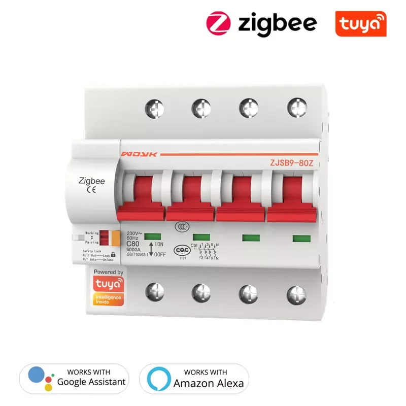 ZJSB9 4 Pole Zigbee Smart Circuit Breaker Smart Home Automation Control 220V/400V Work With Alexa GoogleHome IFTTT
ZJSB9 4 Pole Zigbee Smart Circuit Breaker Smart Home Automation Control 220V/400V Work With Alexa GoogleHome IFTTT