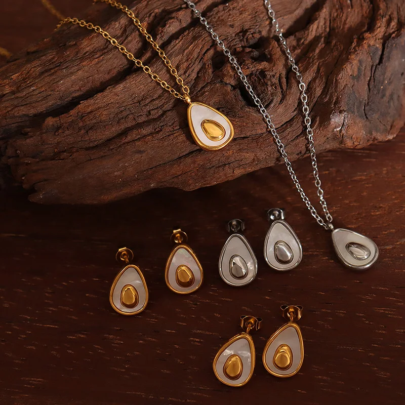 New Necklace Earrings Avocado Drop Jewelry Set 316L Stainless Steel Fashion Simple Accessories Ladies
New Necklace Earrings Avocado Drop Jewelry Set 316L Stainless Steel Fashion Simple Accessories Ladies