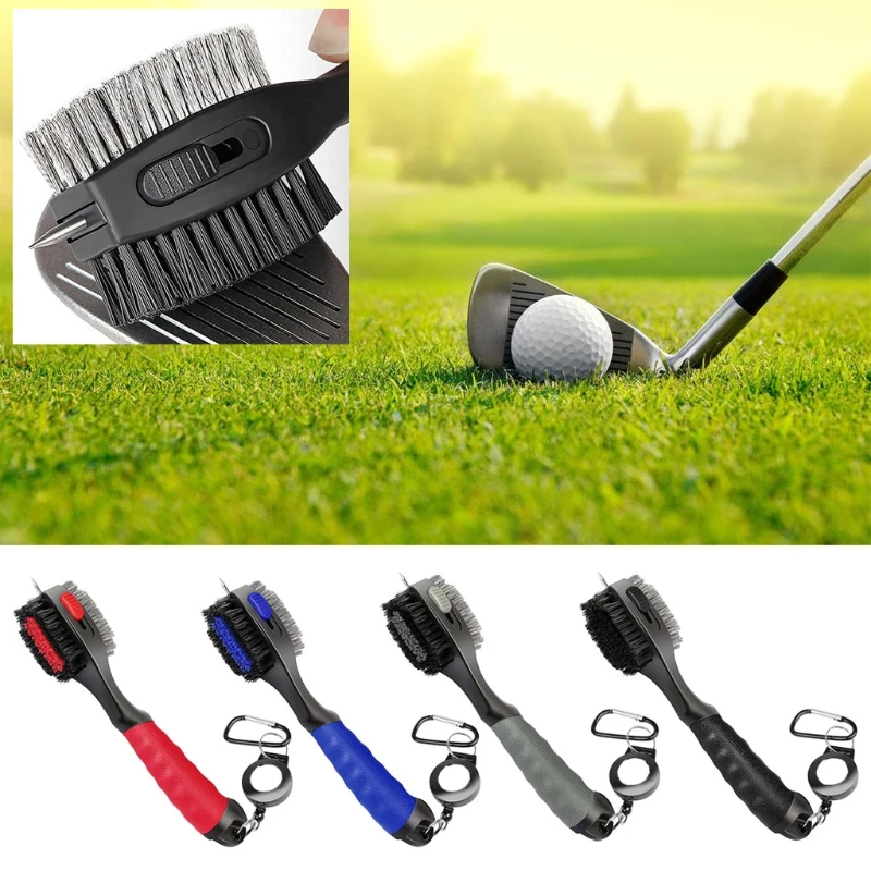 

Golf Brush Club Groove Cleaner Carabiner Keyring Retractable Spool Line Golf Bag Accessories Gear for Men Women Golfer
