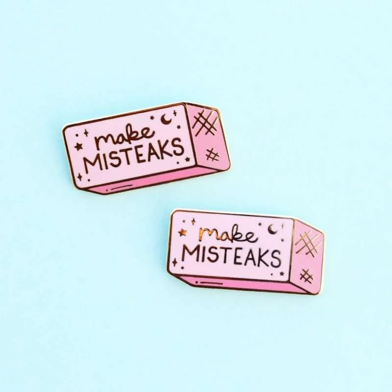 Make Misteaks Enamel Pin // Eraser, Mistakes, Teacher, Artist, Art, Funny, Pun, Pink, Joke, School, Motivational
Make Misteaks Enamel Pin // Eraser, Mistakes, Teacher, Artist, Art, Funny, Pun, Pink, Joke, School, Motivational