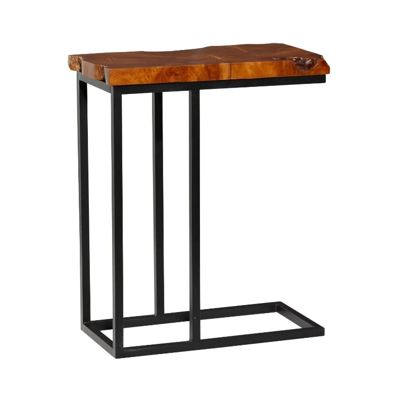 DecMode 11" x 25" Brown Teak Wood Live Edge Top Accent Table with Black Metal Base, 1-Piece
DecMode 11" x 25" Brown Teak Wood Live Edge Top Accent Table with Black Metal Base, 1-Piece