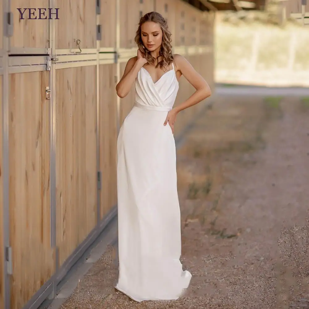 YEEH Sexy Spaghetti Straps Wedding Dresses For Women 2023 Simple V-Neck Backless A-Line Bridal Gown Sweep Train Vestido De Novia
YEEH Sexy Spaghetti Straps Wedding Dresses For Women 2023 Simple V-Neck Backless A-Line Bridal Gown Sweep Train Vestido De Novia