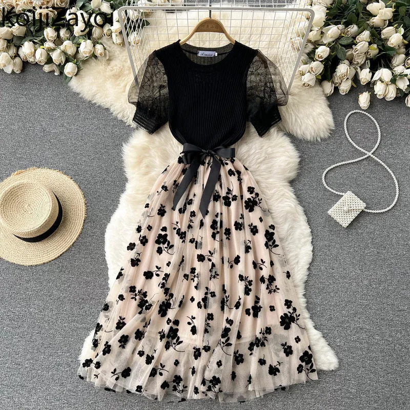 Koijizayoi Elegant Women Patchwork Bodycon Party Dress Short Sleeves Belt Mesh Swing Dresses 2022 New Summer Slim Vestidos
Koijizayoi Elegant Women Patchwork Bodycon Party Dress Short Sleeves Belt Mesh Swing Dresses 2022 New Summer Slim Vestidos