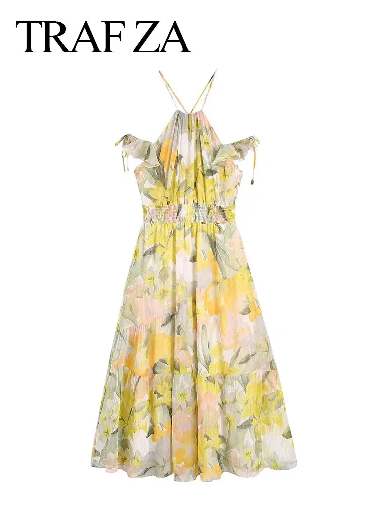 TRAF ZA Ladies Sling Dress Ruffle Personality Sleeveless Off Shoulder Floral Ladies Casual Everyday Party Vacation Beach Wear
TRAF ZA Ladies Sling Dress Ruffle Personality Sleeveless Off Shoulder Floral Ladies Casual Everyday Party Vacation Beach Wear