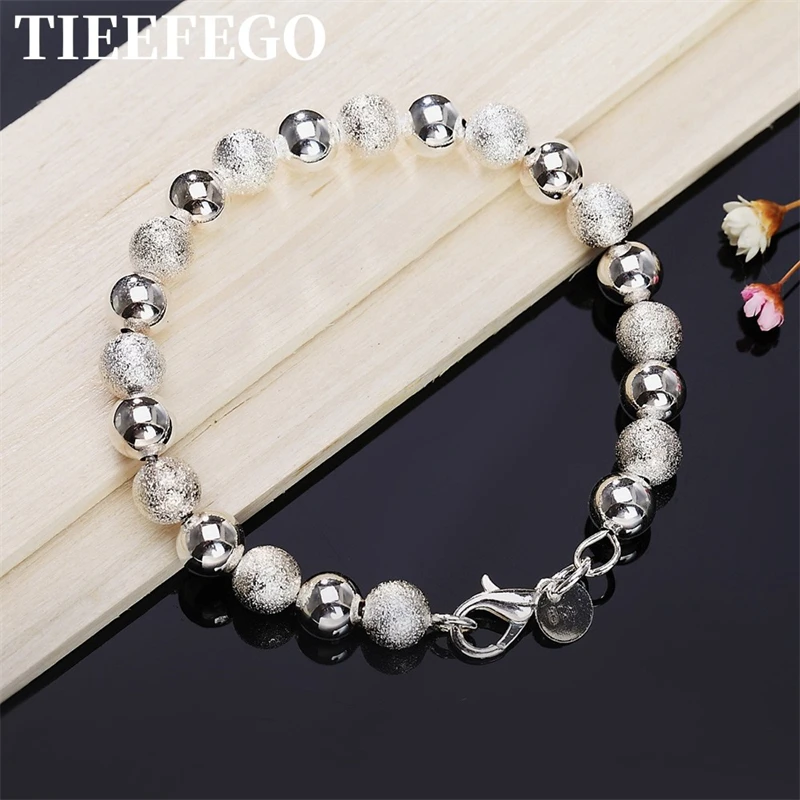 TIEEFEGO 925 Sterling Silver 8mm Silver Beads Sand Beads Ladies Bracelet Wedding Engagement Charm Jewelry Gift
TIEEFEGO 925 Sterling Silver 8mm Silver Beads Sand Beads Ladies Bracelet Wedding Engagement Charm Jewelry Gift