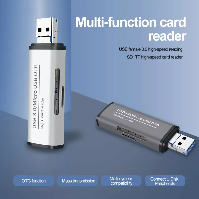 Портативный многофункциональный USB 3,0/Micro USB OTG кардридер Поддержка SD/TF карт памяти OTG адаптер с высокоскоростной передачей
Портативный многофункциональный USB 3,0/Micro USB OTG кардридер Поддержка SD/TF карт памяти OTG адаптер с высокоскоростной передачей