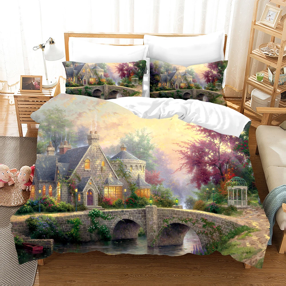 Fantasy Oil Painting Bedding Set House Bridge Scenery Duvet Cover Set Bedroom Bed Bedclothes Decor Luxury Gift Queen King Size
Fantasy Oil Painting Bedding Set House Bridge Scenery Duvet Cover Set Bedroom Bed Bedclothes Decor Luxury Gift Queen King Size