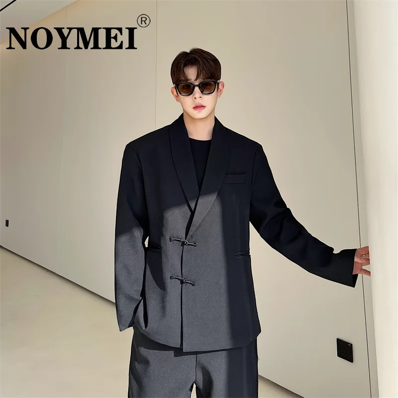 

Винтажный стильный корейский черный Однотонный мужской костюм NOYMEI, куртка с трендовым отворотом, темпераментная одежда, осенний мужской блейзер WA2528