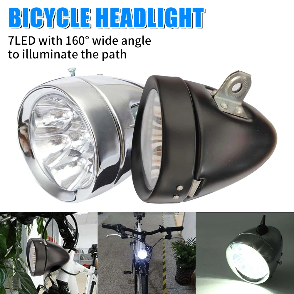 Retro Bicycle Headlight 7LED White High Brightness Waterproof Metal Classical Front Light For Bike Night Riding Headlamp
Retro Bicycle Headlight 7LED White High Brightness Waterproof Metal Classical Front Light For Bike Night Riding Headlamp