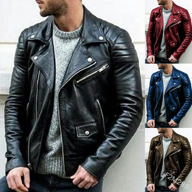 

2022 New Men's Leater Jacket Coat Leater Motorcycle Zipper Clotes Fasion Street Dress Cristmas ift