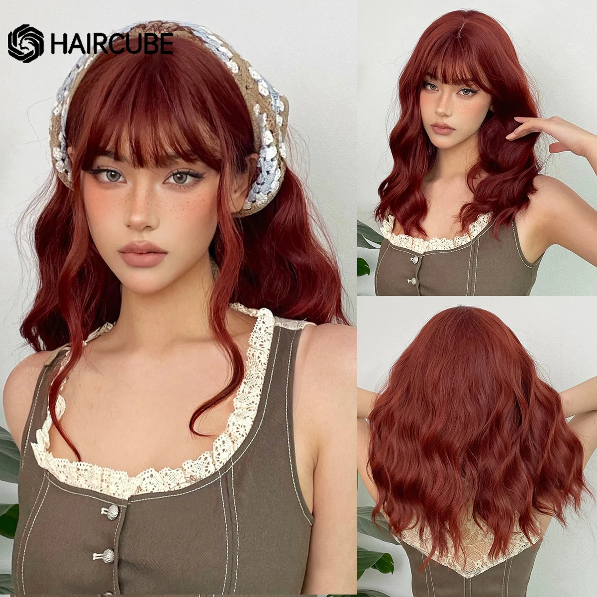 Medium Length Wine Red Synthetic Wig Natural Wave Red Brown Bob Wig for Women Daily Cosplay Hair With Bangs Heat Resistant
Medium Length Wine Red Synthetic Wig Natural Wave Red Brown Bob Wig for Women Daily Cosplay Hair With Bangs Heat Resistant