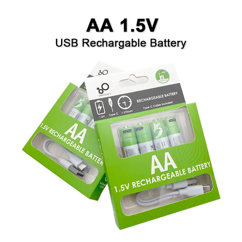 4pcs/lot AA USB rechargeable battery 1.5V 2600mWh li-ion battery for remote control mouse small fan Electric toy battery + Cable 
4pcs/lot AA USB rechargeable battery 1.5V 2600mWh li-ion battery for remote control mouse small fan Electric toy battery + Cable