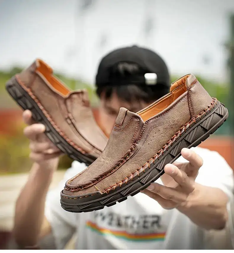 Туфли мужские кожаные на толстой нескользящей подошве, Повседневные Дышащие, прикрывающие ступни, модная обувь ручной работы, большие размеры, весна-осень
Туфли мужские кожаные на толстой нескользящей подошве, Повседневные Дышащие, прикрывающие ступни, модная обувь ручной работы, большие размеры, весна-осень