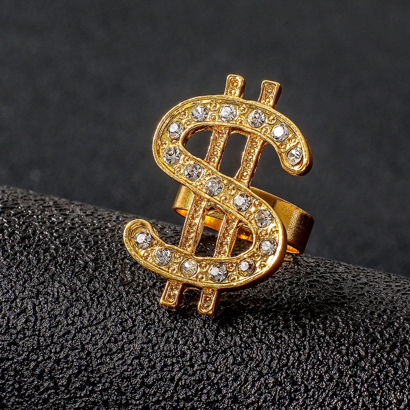 Luxury Rhinestone Dollar Sign Ring Women Fashion Creative Golden Metal Punk Rings Female Engagement Wedding Party Lucky Jewelry
Luxury Rhinestone Dollar Sign Ring Women Fashion Creative Golden Metal Punk Rings Female Engagement Wedding Party Lucky Jewelry