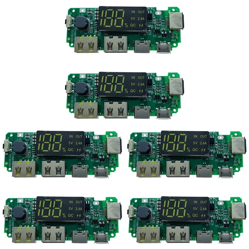 LED Dual USB 5V 2.4A Micro/Type-C USB Mobile Power Bank 18650 Charging Module Lithium Battery Charger Board 6Pcs
LED Dual USB 5V 2.4A Micro/Type-C USB Mobile Power Bank 18650 Charging Module Lithium Battery Charger Board 6Pcs