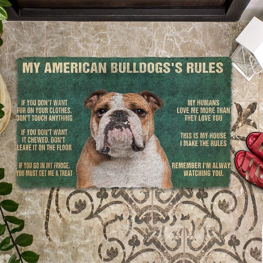 Remember My American Bulldog's Rules Doormat Decor Print Animal Floor Door Mat Non-Slip Soft Flannel Carpet Drop Shipping
Remember My American Bulldog's Rules Doormat Decor Print Animal Floor Door Mat Non-Slip Soft Flannel Carpet Drop Shipping