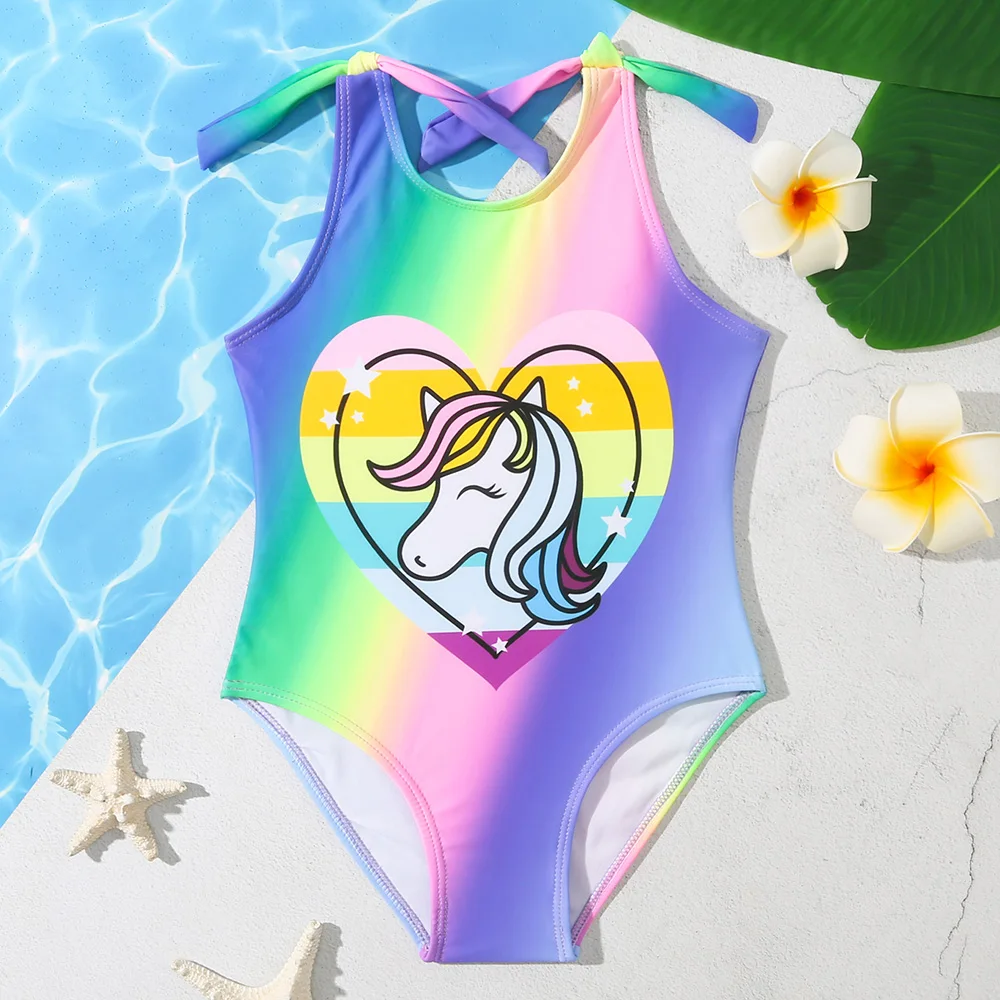 Rainbow Ombre Unicorn Cartoon Girl One Piece Swimsuit Kids 4-10Years Children's Swimwear Tie Shoulder Bathing Suit Monokini 2022
Rainbow Ombre Unicorn Cartoon Girl One Piece Swimsuit Kids 4-10Years Children's Swimwear Tie Shoulder Bathing Suit Monokini 2022
