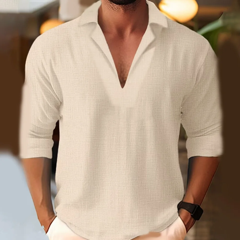 Men V Neck Solid Color Long Sleeve Pullover Collar Cotton Linen T Shirt Casual Muscle Slim Fit Tee Blouse Top Soft Shirts
Men V Neck Solid Color Long Sleeve Pullover Collar Cotton Linen T Shirt Casual Muscle Slim Fit Tee Blouse Top Soft Shirts