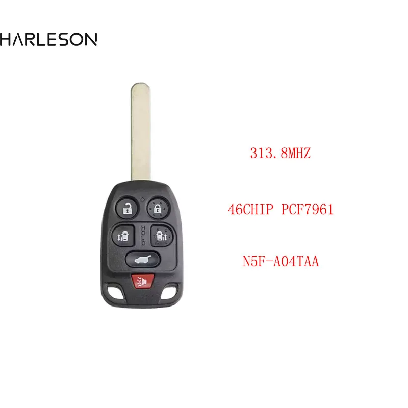 

313.8Mhz Car Remote Key for Honda Odyssey EX 2011 2012 2013 N5F-A04TAA 5+1 6 Buttons for Honda Car Key Fob