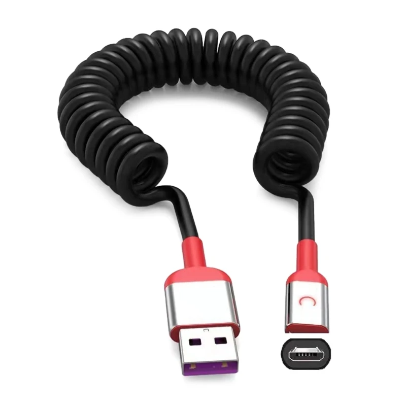 

5A Spring USB Type C Cable Fast Charging USB Wire for Android Cellphone Quick Charge USB C Data Transfer Chargers Drop Shipping