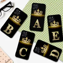 Diamond Crown Letter Phone Case For iPhone 14 13 12 Mini 11 Pro XS Max X XR SE 6 7 8 Plus Soft Silicone Cover