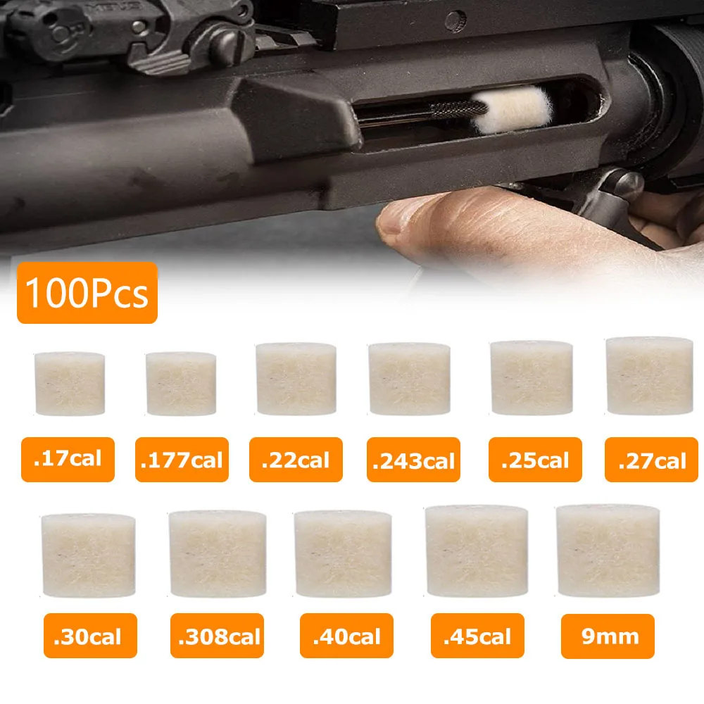 

100Pcs Gun Cleaning Pellets Kits .17Cal .22Cal .25Cal Universal Barrel Clean Maintenance Pads Cotton Weapon Cleaning Tools
