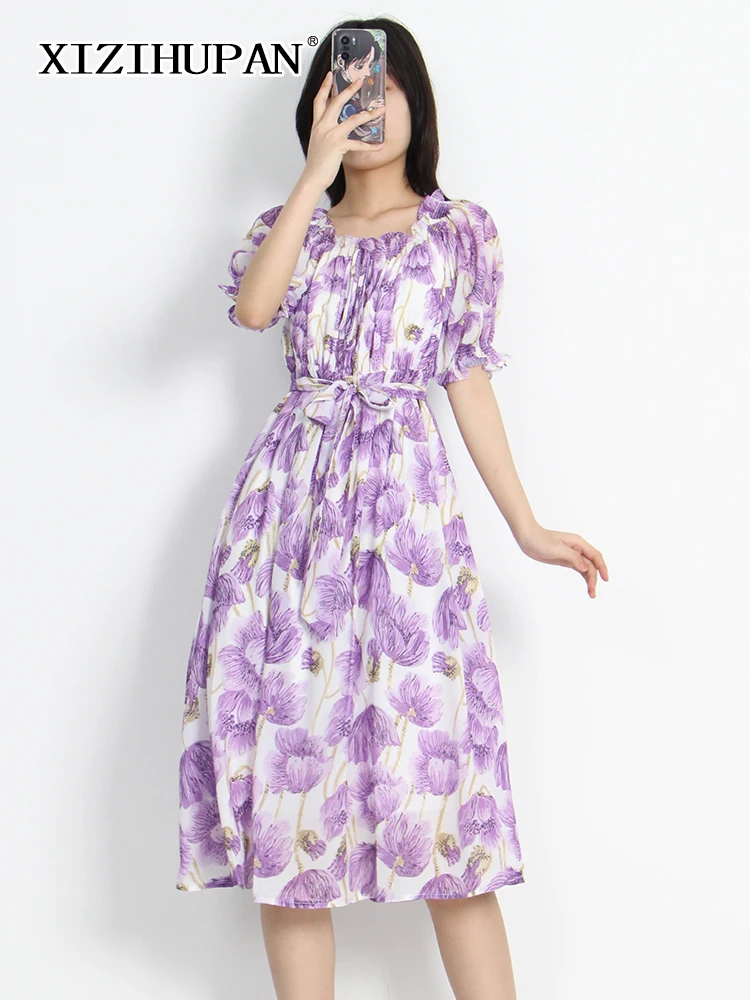 XIZIHUPAN Print Floral Dress For Women Slash Neck Puff Sleeve High Waist Colorblock Midi Dresses Female Summer Clothes Style New 
XIZIHUPAN Print Floral Dress For Women Slash Neck Puff Sleeve High Waist Colorblock Midi Dresses Female Summer Clothes Style New