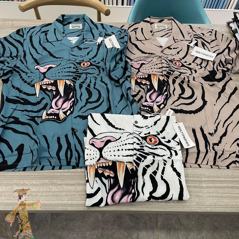 WACKO MARIA 23SS White Tiger Logo Shirt Men Women Casual Pocket Shirt Hawaiian Style Cardigan
WACKO MARIA 23SS White Tiger Logo Shirt Men Women Casual Pocket Shirt Hawaiian Style Cardigan