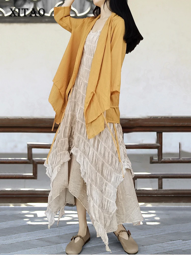 XITAO False Two Piece Wrap Coat Solid Color Irregular Drawstring Minority Loose Elegant Vintage 2023 Summer Top WLD11474
XITAO False Two Piece Wrap Coat Solid Color Irregular Drawstring Minority Loose Elegant Vintage 2023 Summer Top WLD11474