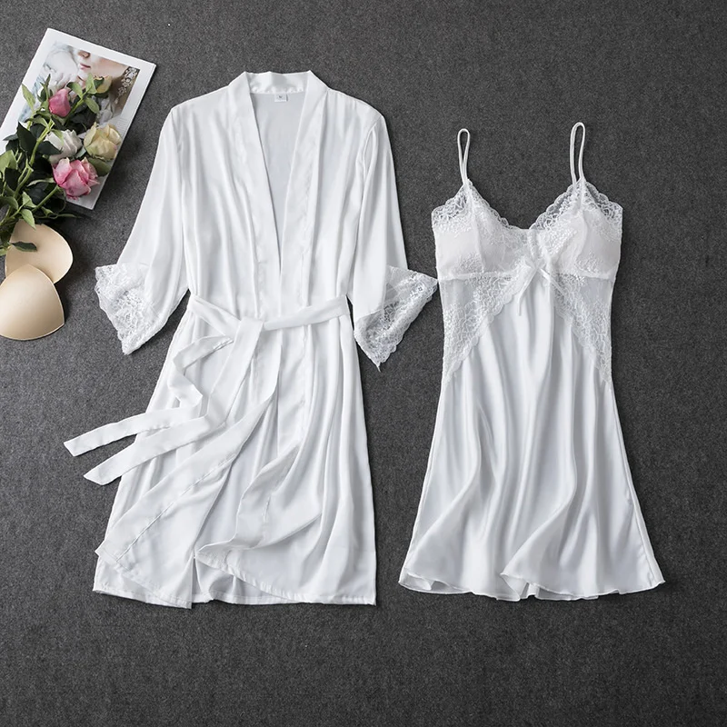 2PCS Pajamas Set White Women V-Neck Sleepwear M-XL Lace Kimono Sexy Nightshirts Flower Nightwear Robe Gown Sleep Suit Nightgown
2PCS Pajamas Set White Women V-Neck Sleepwear M-XL Lace Kimono Sexy Nightshirts Flower Nightwear Robe Gown Sleep Suit Nightgown