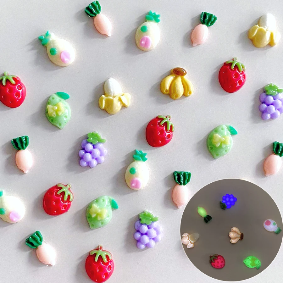 30PCS Glow In The Dark Fruits And Vegetables Nail Art Charms Kawaii Accessories Luminous Manicure Nails Decorations Supplies
30PCS Glow In The Dark Fruits And Vegetables Nail Art Charms Kawaii Accessories Luminous Manicure Nails Decorations Supplies
