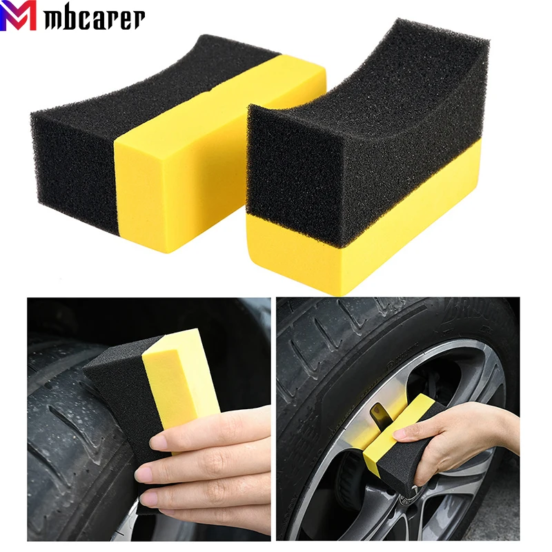 

U-Shape Car Wash Tire Wax Polishing Compound Sponge Corner Wipe Clear ARC Edge Sponge Tyre Brush Car Waxing Cleaning Sponge