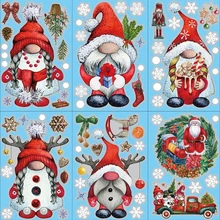 9 Sheets/Pack Christmas Gnome Window Clings Reusable Decals Wall Stickers Xmas Wallpaper for Glass Windows Holiday Home Decor