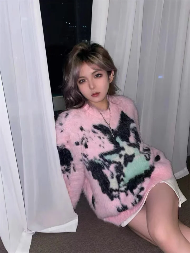 Pink Mink Cashmere Sweater Pullovers Women Jumper Loose Y2K Style Knitwear Fashion Print Jersey Casual Streetwear Korean Clothes
Pink Mink Cashmere Sweater Pullovers Women Jumper Loose Y2K Style Knitwear Fashion Print Jersey Casual Streetwear Korean Clothes