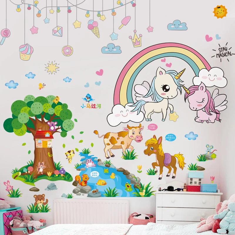 Horse Animals Tree Wall Stickers DIY Cartoon Rainbow Unicorns Wall Decals for Kids Rooms Baby Bedroom Nursery House Decoration
Horse Animals Tree Wall Stickers DIY Cartoon Rainbow Unicorns Wall Decals for Kids Rooms Baby Bedroom Nursery House Decoration