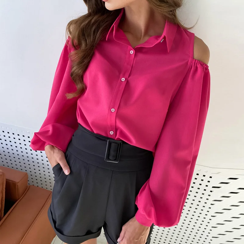 Женская Офисная однобортная блузка, элегантная ажурная рубашка с отложным воротником и длинным рукавом-фонариком, Модный повседневный однотонный топ, 2023
Женская Офисная однобортная блузка, элегантная ажурная рубашка с отложным воротником и длинным рукавом-фонариком, Модный повседневный однотонный топ, 2023