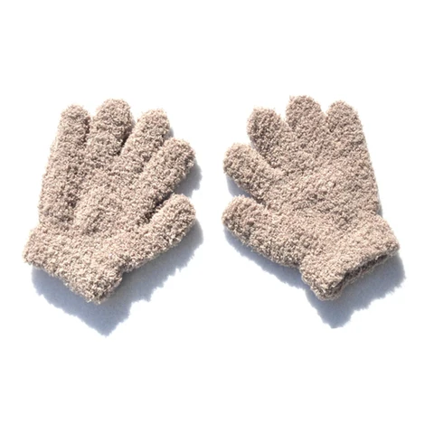 Новые детские перчатки, зимние детские плюшевые коралловые перчатки для малышей, теплые ветрозащитные перчатки с пальцами для мальчиков и девочек