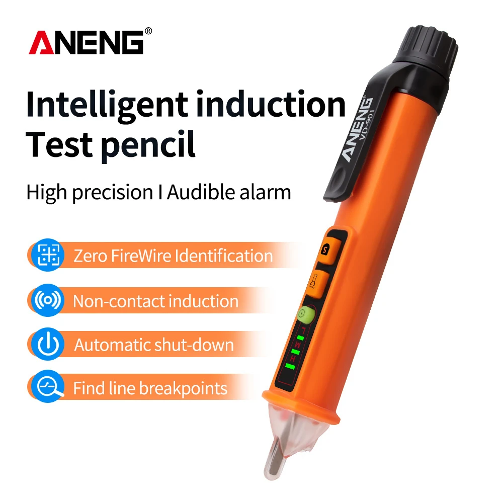 ANENG VD901 Electrical Tester Pen 12-1000V AC Voltmeter 100a AC Voltage Detector Multimeter Outlet Tester Circuit Breaker Finder
ANENG VD901 Electrical Tester Pen 12-1000V AC Voltmeter 100a AC Voltage Detector Multimeter Outlet Tester Circuit Breaker Finder