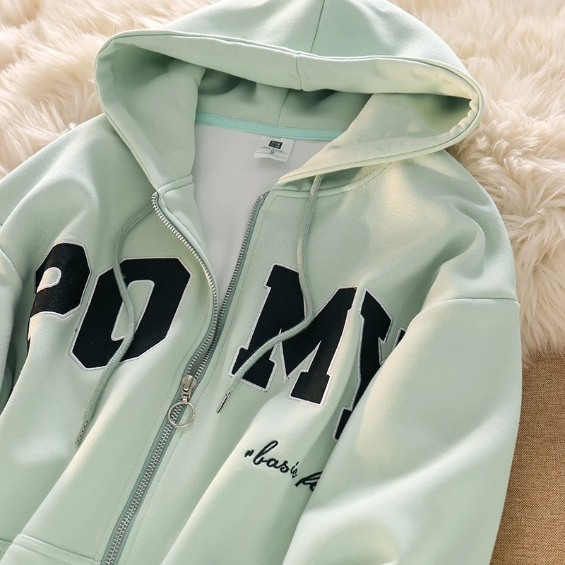 2023 Spring Autumn Women's Drawstring Hooded Outerwear Solid Color Thin Loose Hoodies Letter Embroidery Oversized Sweatshirts
2023 Spring Autumn Women's Drawstring Hooded Outerwear Solid Color Thin Loose Hoodies Letter Embroidery Oversized Sweatshirts
