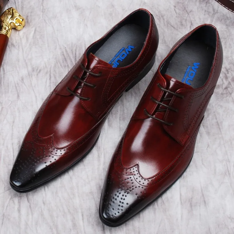 Luxury Mens Genuine Leather Dress Shoes Pointy Men's oxford Leather Wedding Shoes Black Burgundy Lace Up Shoes Formal For Men
Luxury Mens Genuine Leather Dress Shoes Pointy Men's oxford Leather Wedding Shoes Black Burgundy Lace Up Shoes Formal For Men