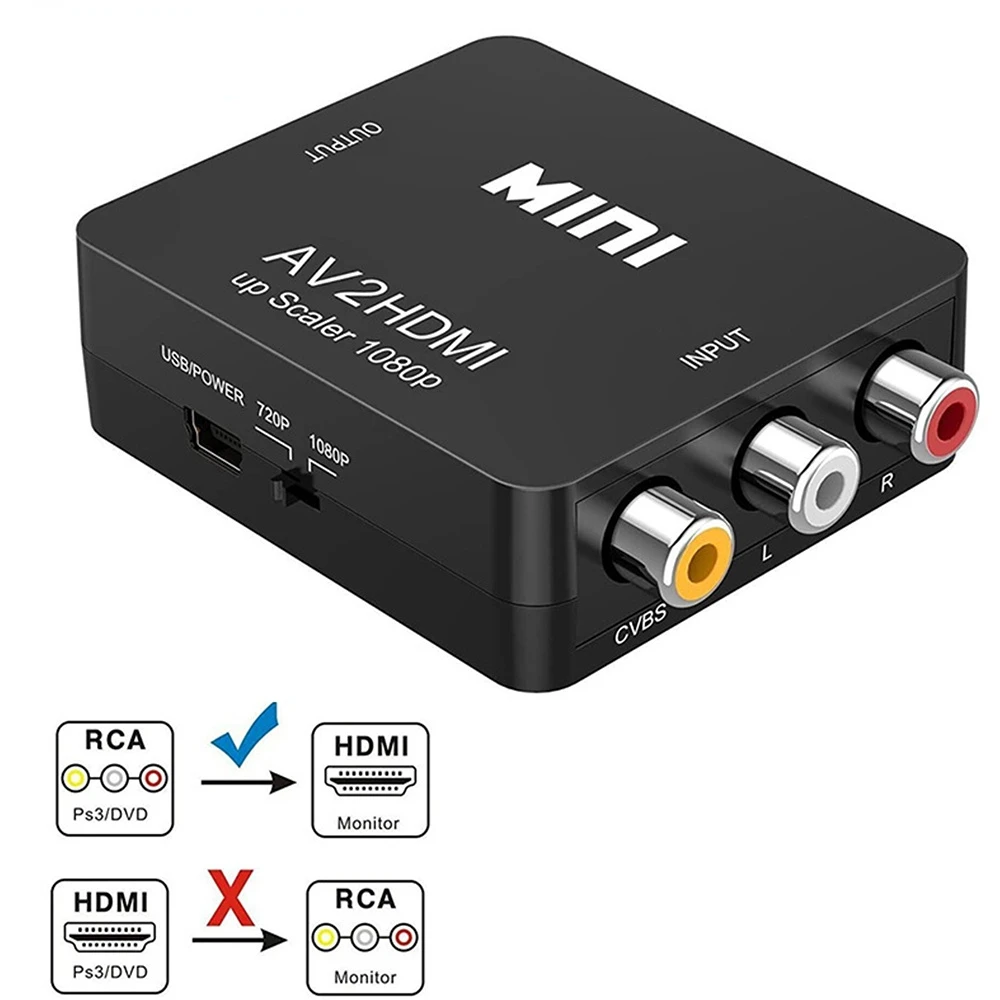 RCA AV to HDMI-Compatible Converter AV/CVSB L/R Video Box HD 1080P 60Hz AV 2 Hdmi Support NTSC PAL Output For Monitor Display
RCA AV to HDMI-Compatible Converter AV/CVSB L/R Video Box HD 1080P 60Hz AV 2 Hdmi Support NTSC PAL Output For Monitor Display
