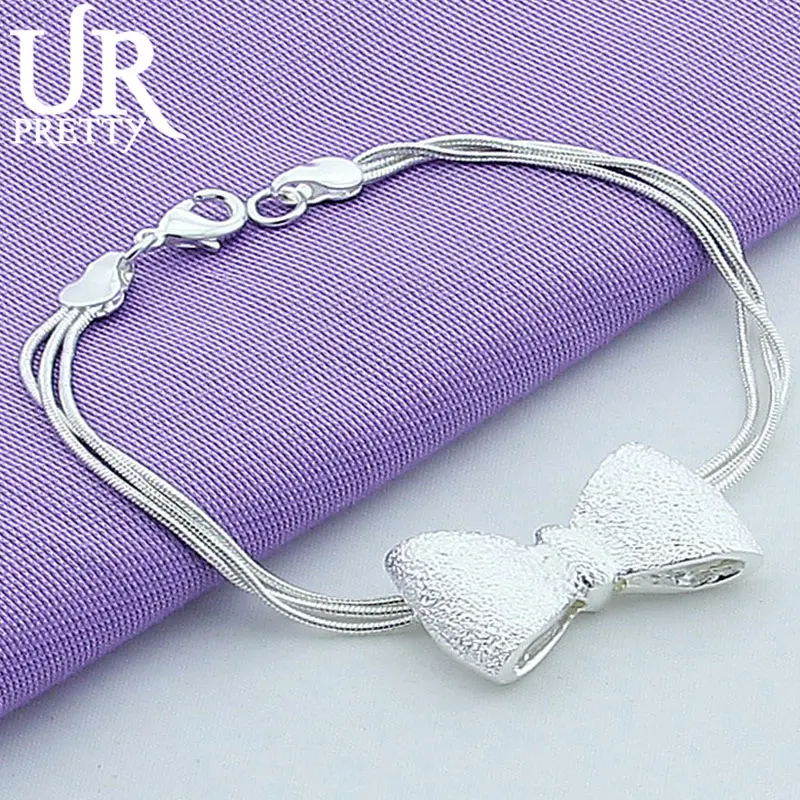 URPRETTY 925 Sterling Silver Solid Bow Three Strands Chain Bracelet For Women Wedding Engagement Charm Jewelry Christmas Gift
URPRETTY 925 Sterling Silver Solid Bow Three Strands Chain Bracelet For Women Wedding Engagement Charm Jewelry Christmas Gift