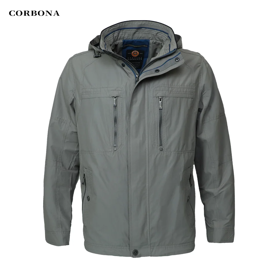 

CORBONA 2022 New Spring Nylon Jacket Daily Men Coat Army Force Outdoor Multi Pokets Detachable-hat Summer Autumn Fashion Parka