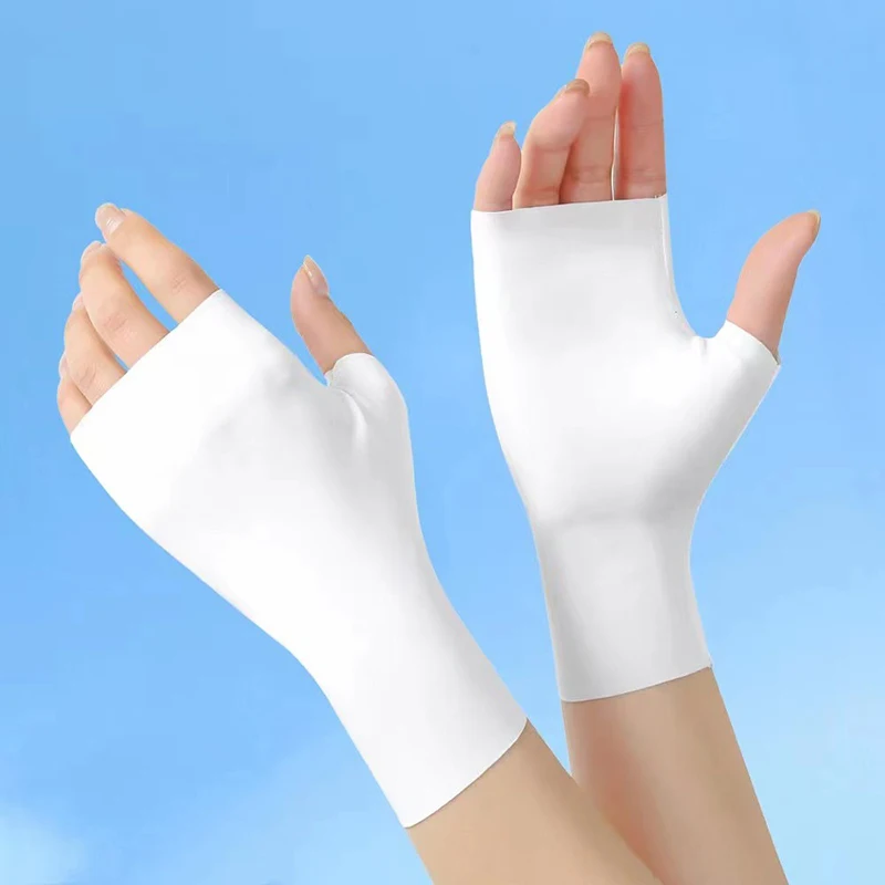

Перчатки без пальцев женские, шелковые дышащие тонкие митенки с защитой от УФ излучения, для езды на открытом воздухе, вождения, велоспорта, 1 пара, летние