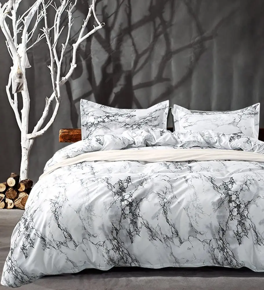 Luxury Bedding Set White and Black Marble Printed Duvet Cover Microfiber Down Comforter Quilt Cover with Zipper Closure, Ties
Luxury Bedding Set White and Black Marble Printed Duvet Cover Microfiber Down Comforter Quilt Cover with Zipper Closure, Ties